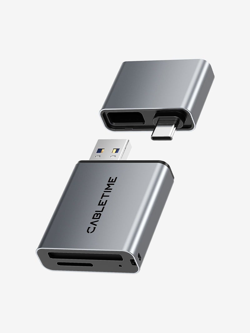 CABLETIME 3 IN 1 USB A 3.0 USB TYPE C SD CARD READER COMPATIBLE WITH IPHONE AND ANDROID | 160MB/S(SD/TF 3.0) - Image 1